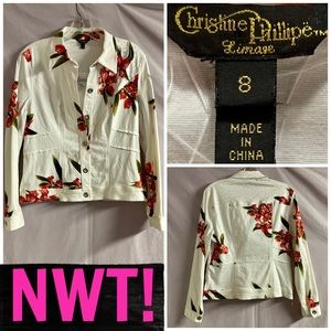 NWT! CHRISTINE PHILLIPE FLORAL BEADED JACKET